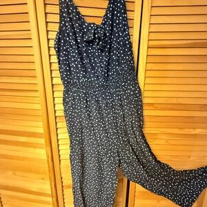 LOFT Navy Blue Polka Dot Jumpsuit